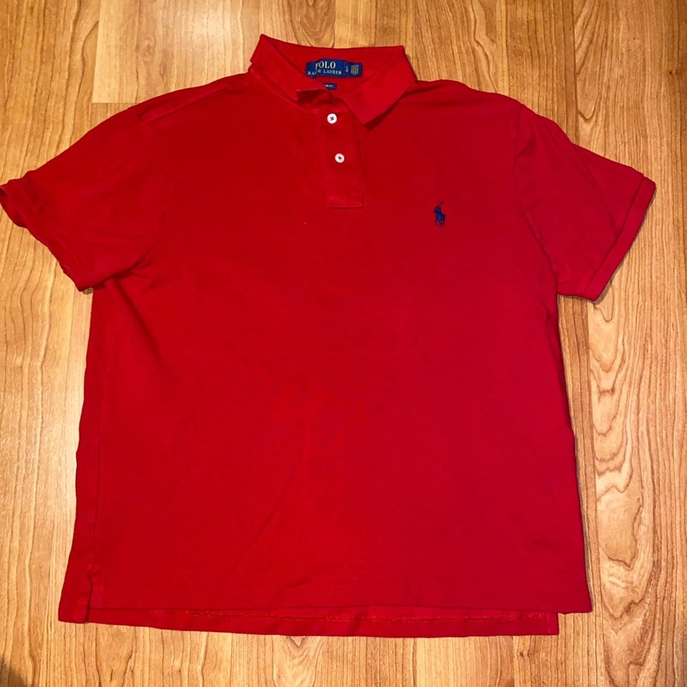 🧸Polo Ralph Lauren Men's SLIM FIT Shirt LARGE Red